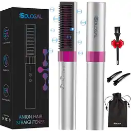Walmart Sdlogal 12.2 Professional Cordless Rechargeable Ionic Heated Hair Straightener Brush, ABS, Silver offer