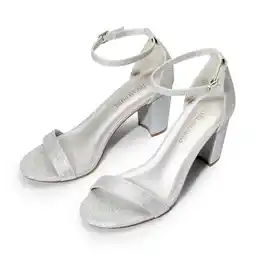 Walmart BURUDANI Women's Chunky High Heel Sandals Ankle Strap Open Toe Dress Shoes SILVER/GLITTER Size 8 offer