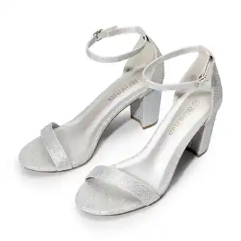 Walmart BURUDANI Women's Chunky High Heel Sandals Ankle Strap Open Toe Dress Shoes SILVER/GLITTER Size 8 offer