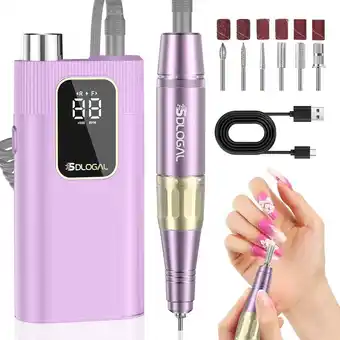 Walmart Sdlogal Professional Electric Nail Drill Kit,35000 RPM Portable Corded Rechargeable Nail File,Purple offer
