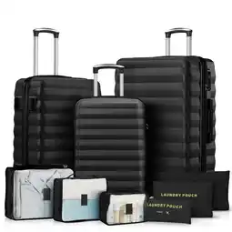 Walmart 3 Piece Luggage Sets with 6 PC Organize Bags Lightweight Suitcases with Spinner Wheels, Black offer