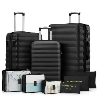 Walmart 3 Piece Luggage Sets with 6 PC Organize Bags Lightweight Suitcases with Spinner Wheels, Black offer
