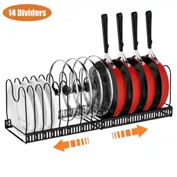 Walmart Scidweet 14 Expandable Pots and Pans Lid Organizer Rack, Kitchen Cabinet Pantry Bakeware Organizer offer