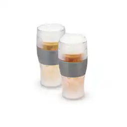 Walmart Host Freeze Beer Glasses - Double Walled Insulated Plastic Pint Glasses, Grey offer