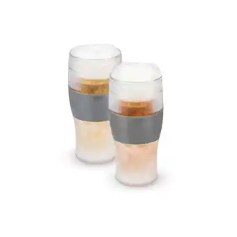 Walmart Host Freeze Beer Glasses - Double Walled Insulated Plastic Pint Glasses, Grey offer