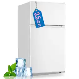 Walmart WANAI Double Door Small Refrigerator with Freezer on Top, 3.5 Cubic feet Mini Fridge New, White offer