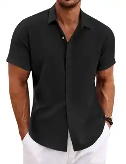 Walmart Coshow Mens Short Sleeve Casual Button Down Shirts Summer Dress Shirts offer