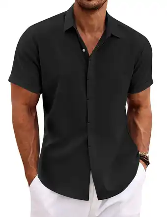 Walmart Coshow Mens Short Sleeve Casual Button Down Shirts Summer Dress Shirts offer