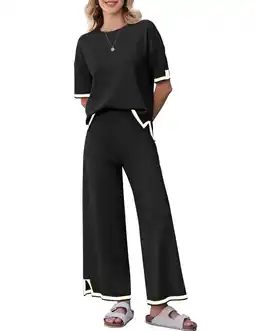 Walmart Avidlove Lounge Sets for Women Travel Outfits 2 Piece Sets Knit Short Sleeve Sweater Loungwear offer