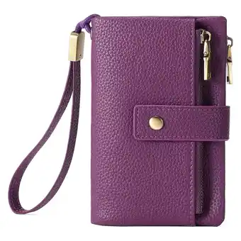 Walmart SENDEFN Durable Women's RFID Blocking Bifold Wallet, Dark and Purple offer