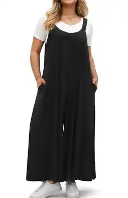Walmart WellSize Plus Size Jumpsuits for Women Adjustable Straps Loose Overalls Long Rompers With Pockets offer