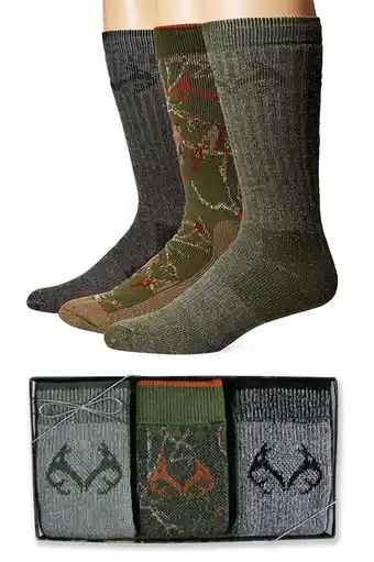 Walmart Realtree Mens Socks, Gift Box Merino Wool Camo Boot Socks, 3 Pairs offer