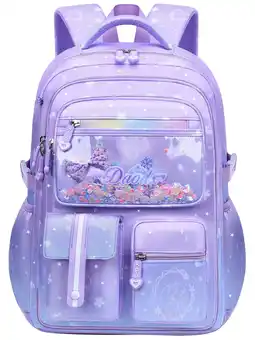 Walmart Kivdit School Backpack for Girls,Luminous School Bag for Kids Teens,Large Capacity Bookbag,Purple offer