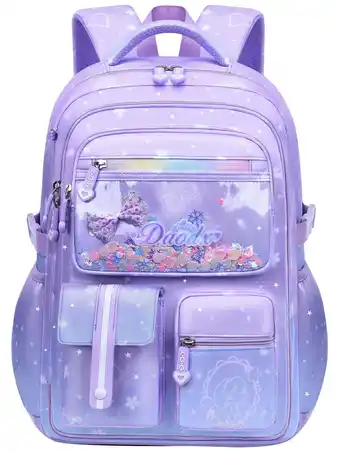 Walmart Kivdit School Backpack for Girls,Luminous School Bag for Kids Teens,Large Capacity Bookbag,Purple offer