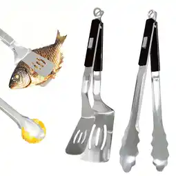 Walmart 12Inch Grill Tongs for Cooking ANUNU Heavy Duty Extra Long Grilling Tongs, 2 Pcs Turner Tong Set offer