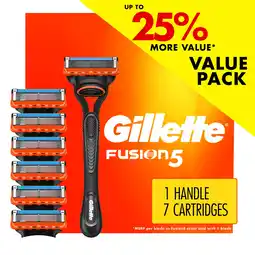 Walmart Gillette Fusion5 Razor Men 5 Blade Manual Razor ,1 Handle and 7 Blade Refills ,Black offer
