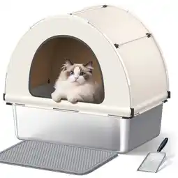 Walmart Stainless Steel Cat Litter Box 85L, Tent Cover&Telescopic Shovel,Extra Large Enclosed Cat Litter Box offer