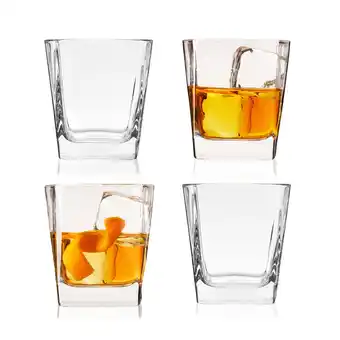 Walmart True Square Whiskey Glasses for Cocktails, Lowball Drinks, 9 oz, Set of 4 offer