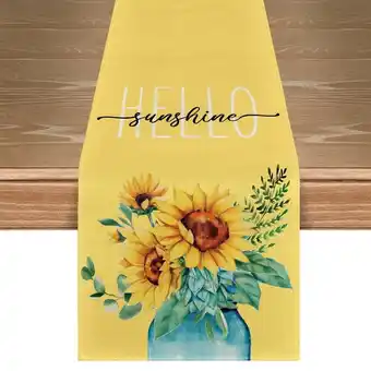 Walmart Sm:)e Hello Sunshine Sunflower Summer Table Runner 13 x 72 Inch Yellow offer
