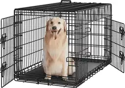 Walmart Topeakmart 42 Inch Divider Dog Crate with Pull-Out Tray for Large Dogs, Black offer