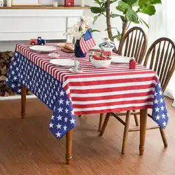 Walmart Sm:)e American Flag Patriotic 4th of July Tablecloth 60 x 84 Inch offer