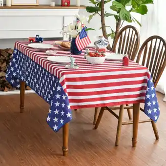 Walmart Sm:)e American Flag Patriotic 4th of July Tablecloth 60 x 84 Inch offer