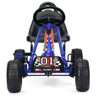Walmart Infans Kids Pedal Go Kart 4 Wheel Ride On Toys w/Adjustable Seat Handbrake Blue offer
