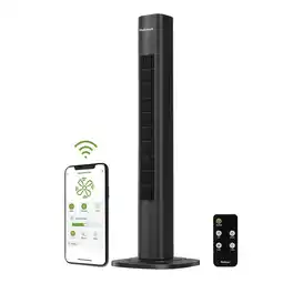 Walmart Holmes 36 SmartConnect Wi-Fi Tower Fan, 3 Speeds, Voice Control, Remote Control, Auto Timer, Black offer