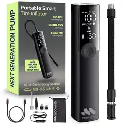 Walmart Woowind Tire Inflator Portable Air Compressor for Car, Bike, Motorcycle, SUV ,150 PSI Fast Car Pump offer