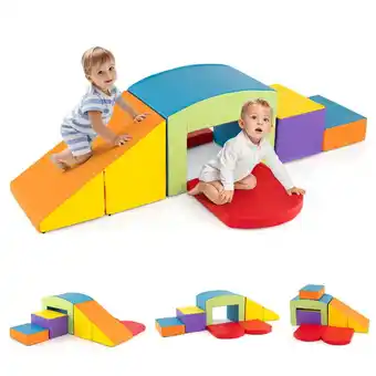 Walmart YYAo 6 Pieces Foam Climbing Blocks Soft Play Climbing for Toddlers with Tunnel-Multicolor offer