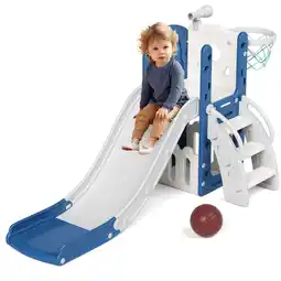 Walmart YUFU Toddler Slide Slide with Climber for Kids Age 1+, Indoor Outdoor Use, Blue＆Gray offer