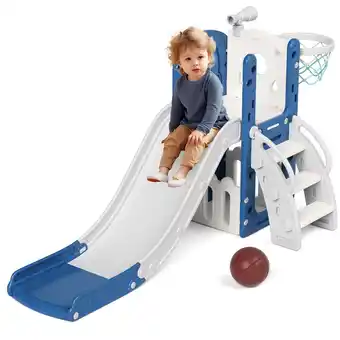 Walmart YUFU Toddler Slide Slide with Climber for Kids Age 1+, Indoor Outdoor Use, Blue＆Gray offer