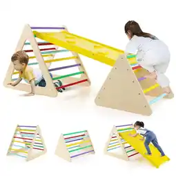 Walmart YYAo 3 Piece Toddler Triangle Set Montessori with 2 Climbing Triangles and 1 Ramp-Colorful offer