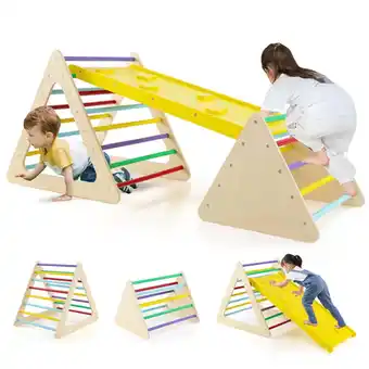 Walmart YYAo 3 Piece Toddler Triangle Set Montessori with 2 Climbing Triangles and 1 Ramp-Colorful offer