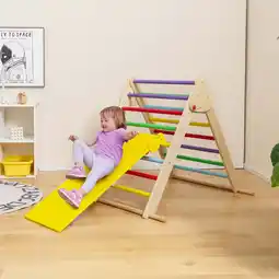 Walmart Gymax 3-In-1 Wooden Folding Climber Set w/Reversible Ramp Height Adjustable Slide offer