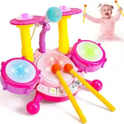 Walmart SUORFOXS Kids Drum Set for Toddlers 1-3 Musical Baby Girl Toys for 1 Year Old Girl Gifts offer