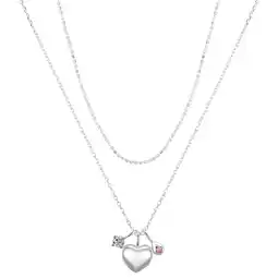 Walmart Believe by Brilliance Cubic Zirconia Puff Heart Layered Necklace Set, 16+2/18+2 offer