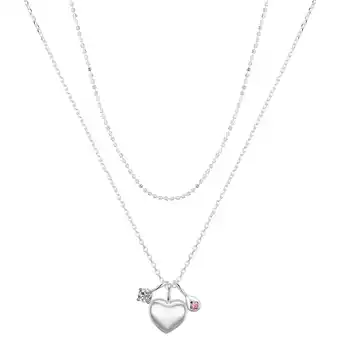 Walmart Believe by Brilliance Cubic Zirconia Puff Heart Layered Necklace Set, 16+2/18+2 offer