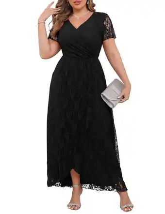 Walmart a.Jesdani Women's Plus Size Formal Dresses Lace V Neck Ruffles Sleeves Wedding Guest Dresses L-4X offer