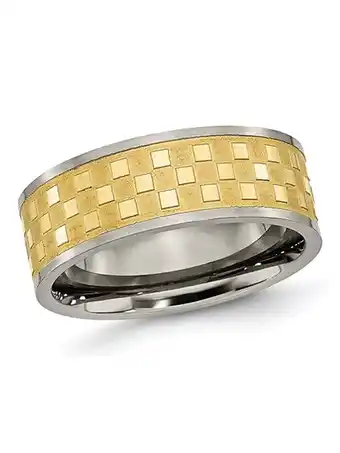 Walmart Mens Titanium 8mm Yellow Plated Checkered Wedding Band Ring offer