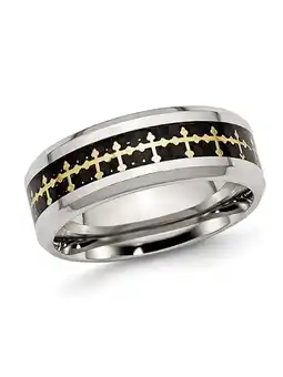 Walmart Mens Stainless Steel Carbon Fiber Inlay Cross Band Ring (8.00mm) offer