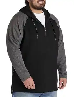 Walmart True Nation by DXL Men's Big and Tall 1/4-Zip Colorblocked Hoodie Black 3XL offer