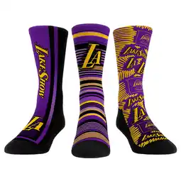 Walmart Unisex Rock Em Socks Los Angeles Lakers 2024/25 City Edition Three-Pack Crew Socks Set offer