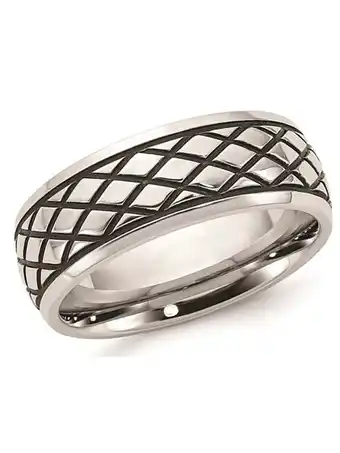 Walmart Mens Stainless Steel 8mm Polished Checkered Pattern Ring offer