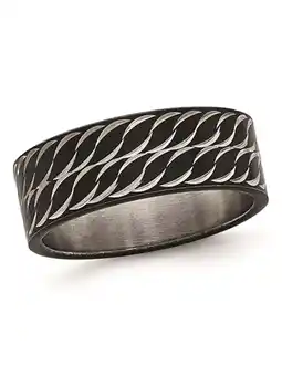 Walmart Mens or Ladies Black Plated Stainless Steel Diamond Cut Ring Band offer