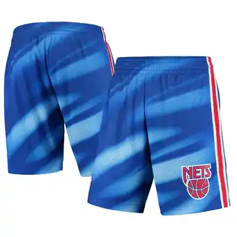 Walmart Men's Mitchell & Ness Blue New Jersey Nets Hardwood Classics Swingman Shorts offer