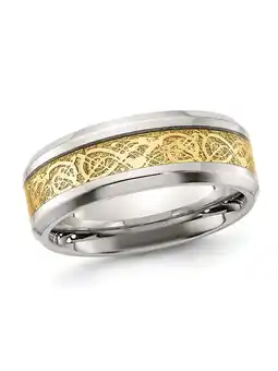 Walmart Mens Yellow Plated Stainless Steel Band Ring with Inlay Design (8.0,mm) offer