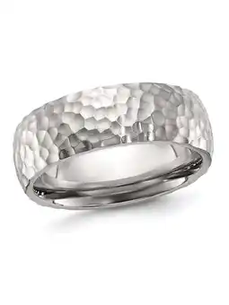 Walmart Mens Stainless Steel Polished Hammered Band Ring (7.5mm) offer
