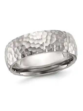 Walmart Mens Stainless Steel Polished Hammered Band Ring (7.5mm) offer