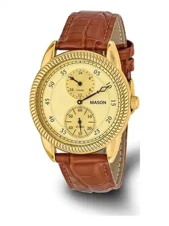 Walmart Mason Sales Stainless Steel Watch with Brown Leather Band offer